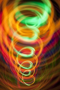 Colored spirals of light -- image by christmasstockimages.com