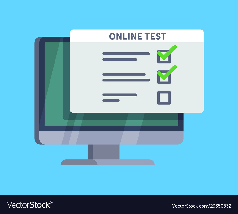 Online test. Questionnaire survey form on pc screen. Exam